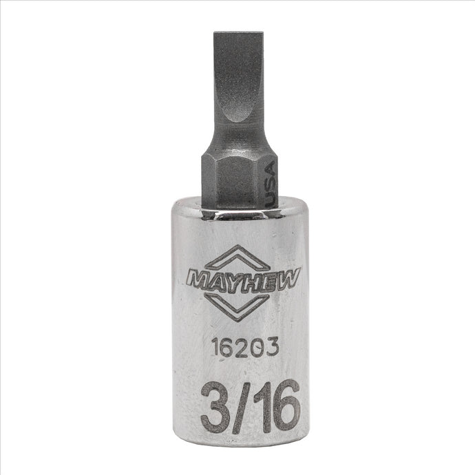 Mayhew Mayhew 3/16-Inch Slotted Short Insert Socket Bit; 1/4-Inch Drive
