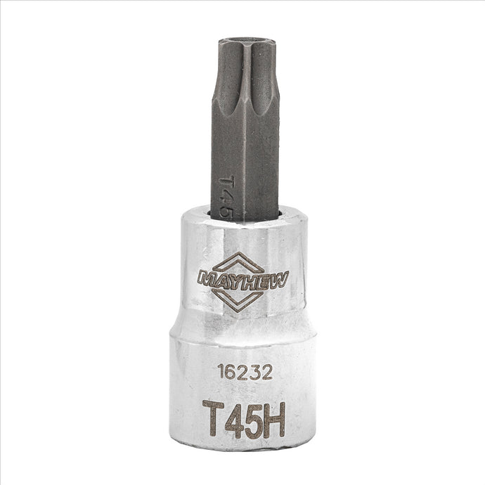 Mayhew Mayhew T45H Tamper Torx® Short Insert Socket Bit; 3/8-Inch Drive