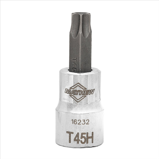 Mayhew Mayhew T45H Tamper Torx® Short Insert Socket Bit; 3/8-Inch Drive