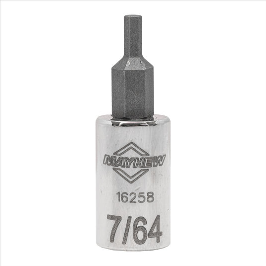 Mayhew Mayhew 7/64-Inch SAE Hex Short Insert Socket Bit; 1/4-Inch Drive