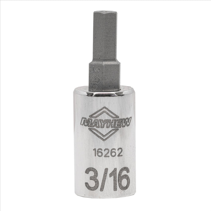 Mayhew Mayhew 3/16-Inch SAE Hex Short Insert Socket Bit; 1/4-Inch Drive