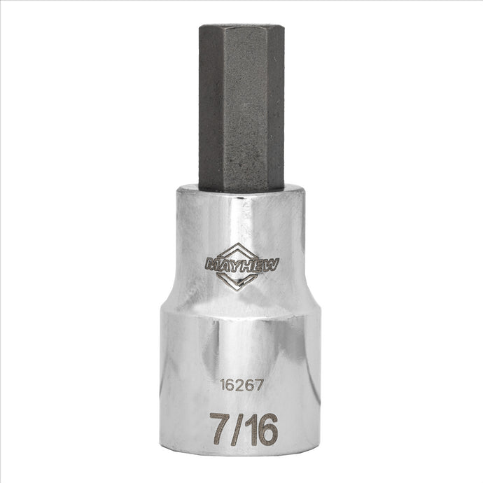 Mayhew Mayhew 7/16-Inch SAE Hex Short Insert Socket Bit; 1/2-Inch Drive