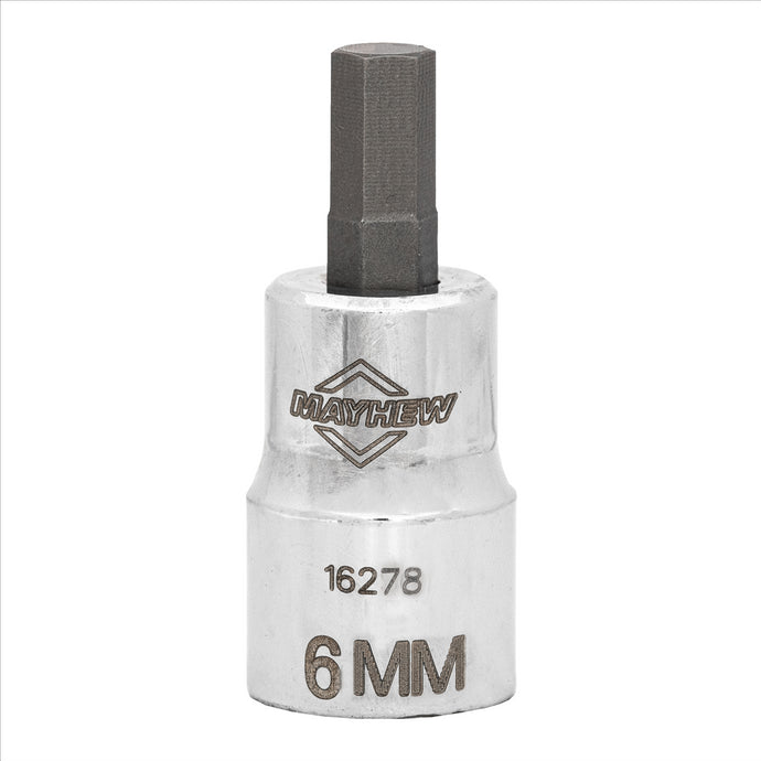 Mayhew Mayhew 6 MM Metric Hex Short Insert Socket Bit; 3/8-Inch Drive