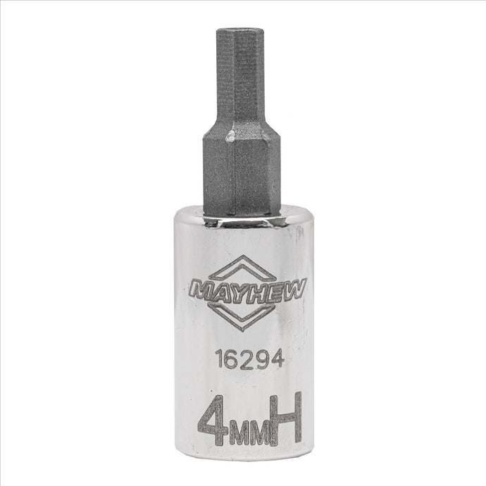 Mayhew Mayhew 4 MM Tamper Metric Hex Short Insert Socket Bit; 1/4-Inch Drive