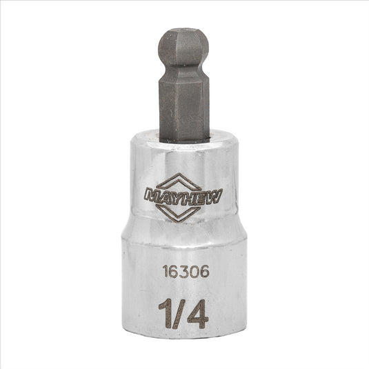 Mayhew Mayhew 1/4-Inch SAE Ball Hex Short Insert Socket Bit; 3/8-Inch Drive