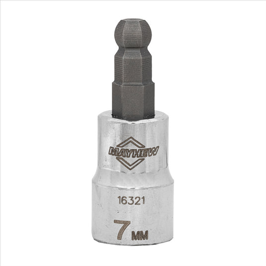 Mayhew Mayhew 7 MM Metric Ball Hex Short Insert Socket Bit; 3/8-Inch Drive