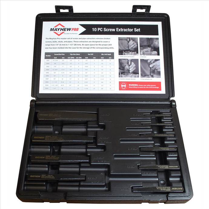 Mayhew 10-PC SCREW AND PIPE EXTRACTOR SET