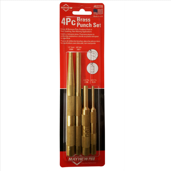 Mayhew 4-PC BRASS PUNCH (INCH) SET