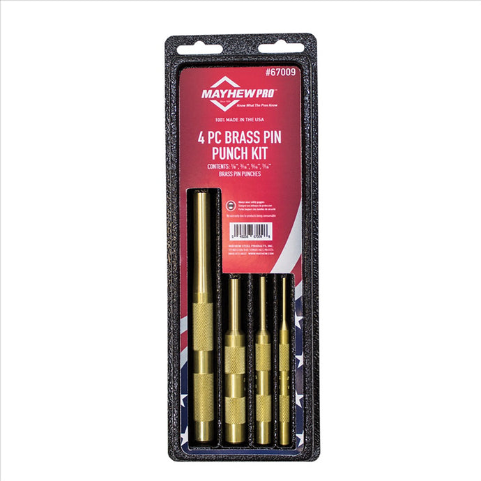 Mayhew 4PC Brass Pin Punch Set Display