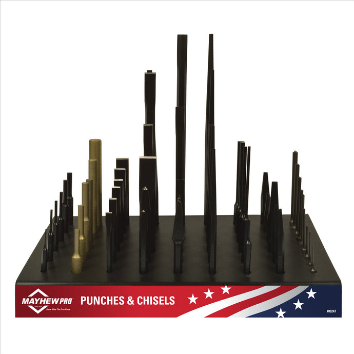 Mayhew Buy 80247 57 PC Punch & Chisel Display and get 27021LT 6 PC Long Slotted & Phillips Screwdriver Set Free