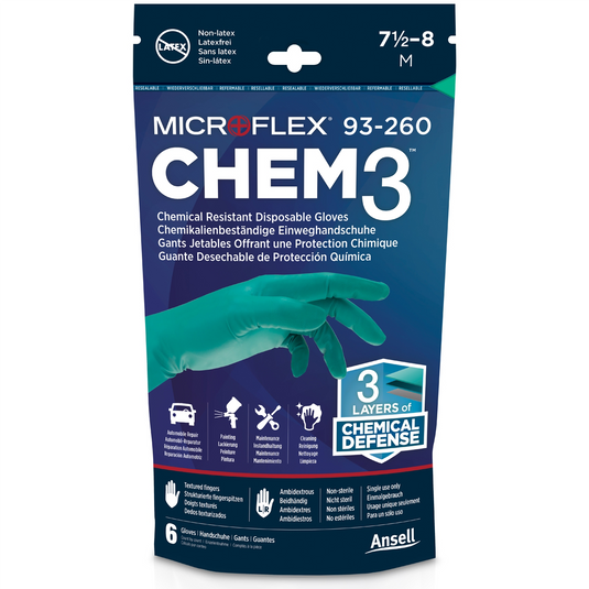 Microflex CHEM3 CHEM RESIST CHEM GLOVES XL (PACK OF 6) 6PK