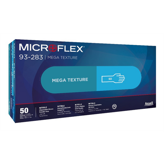 Microflex 93-283 MEGA TXT GLOVES BLUE SMALL (6.5-7)