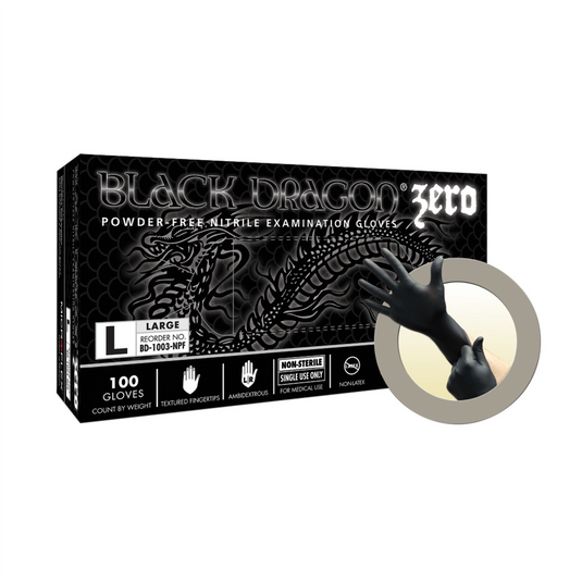 Microflex BLACK DRAGON ZERO PF NITRILE EXAM GLOVES LARGE