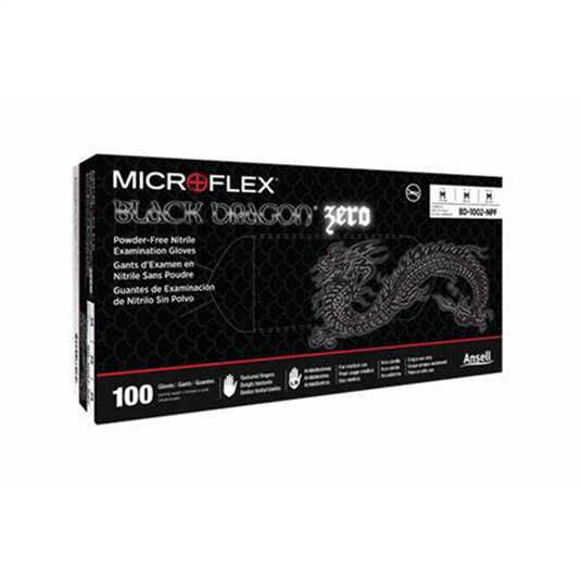 Microflex BLACK DRAGON ZERO PF NITRILE EXAM GLOVES XXL
