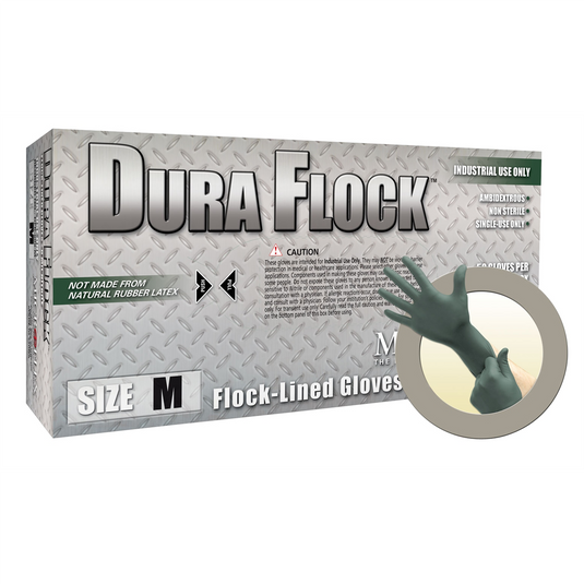 Microflex DURA FLOCK 8 MIL FLOCK-LINED GREEN NITRILE GLOVE SMALL