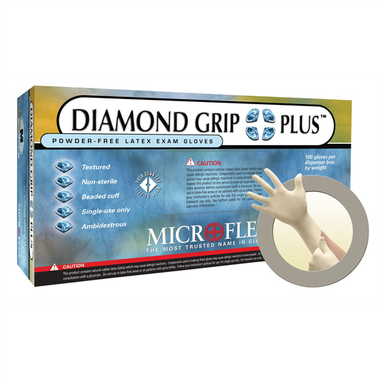 Microflex DIAMOND GRIP PLUS LATEX GLOVES L 100PK