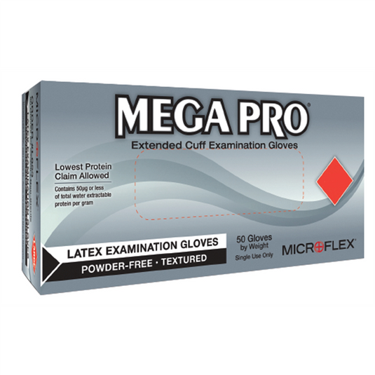 Microflex MEGA PRO EXT CUFF LATEX EXAM GLOVES BOX/50 SMALL