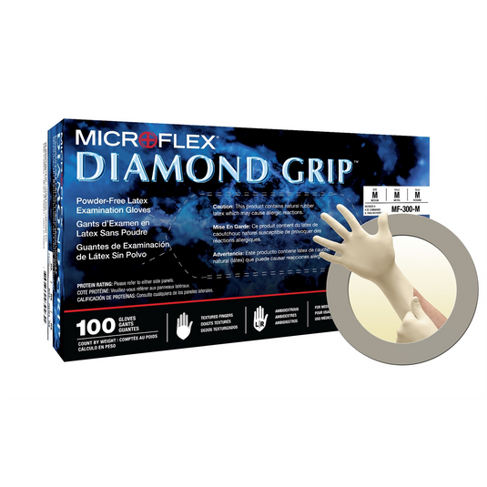 Microflex DIAMOND GRIP MF-300 LATEX GLOVES L - 20 Cases per Pallet