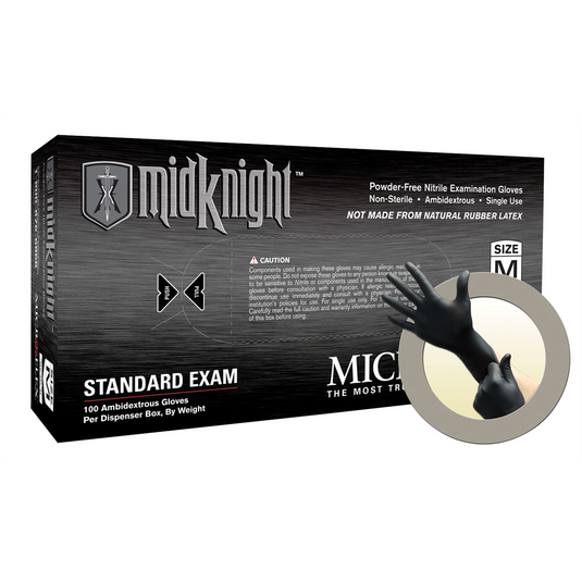 Microflex MIDKNIGHT BLACK PF NITRILE EXAM GLOVES XL 100PK