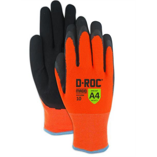 Magid Glove & Safety D-ROC HV550W Waterproof Thermal Coated Work Glove - Cut Level A4; Size 9; Large (1 Pair)