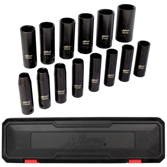 Milton Industries 14pcs 1/2 Dr. 11-30MM Deep Socket  Set