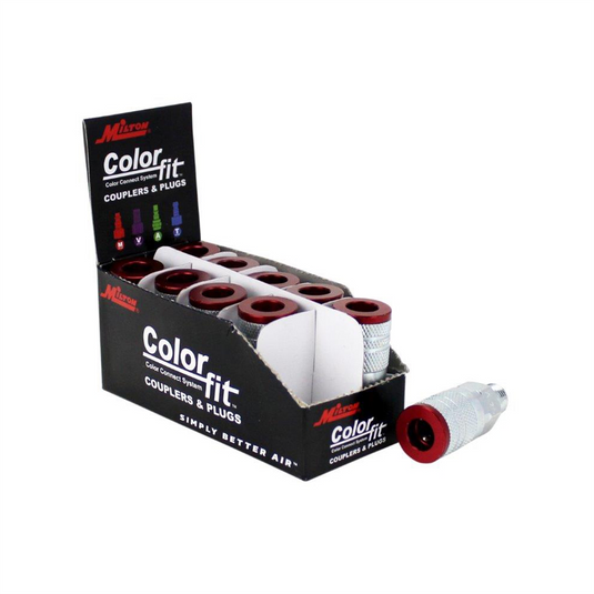 Milton Industries ColorFit Couplers; M-style Red; 1/4"" NPT Male;