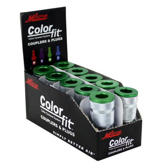 Milton Industries ColorFit Couplers; A-style Green; 1/4"" NPT Male;