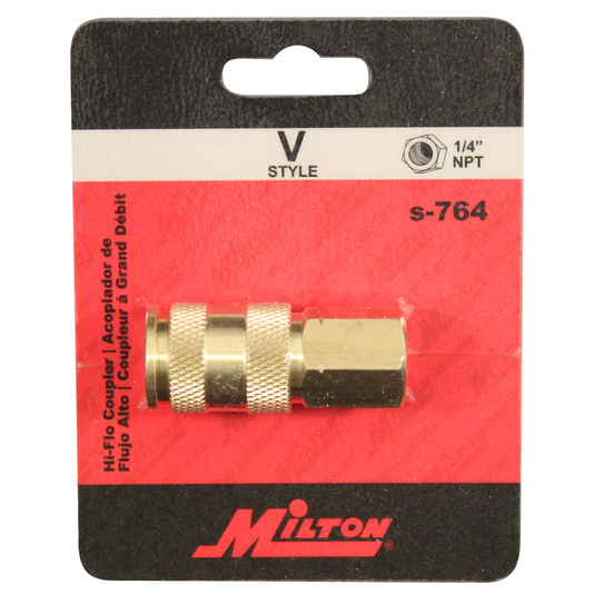 Milton Industries HI-Flo V-Style 'A;M;V' 1/4"" FNPT Brass Body