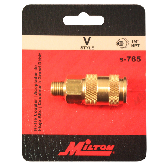 Milton Industries HI-Flo V-Style 'A;M;V' 1/4"" MNPT Brass Body