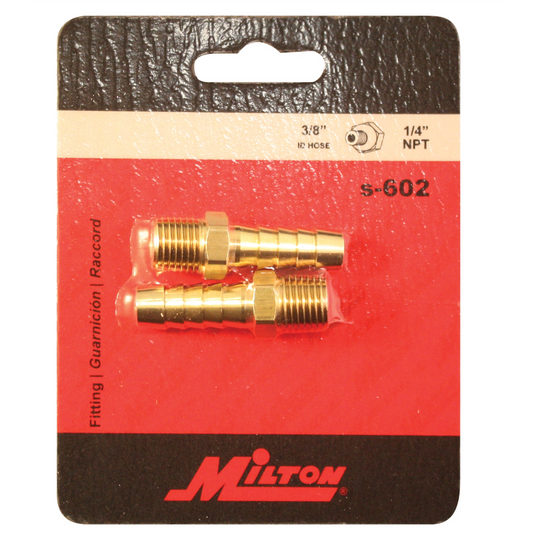 Milton Industries 1/4"" M. End; 3/8"" ID Hose; 2/cd