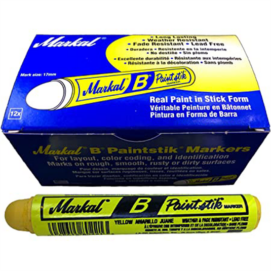 Markal Paintstik B; Yellow Solid Paint Marker (12/box; 144/cs)