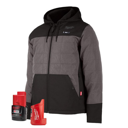 Milwaukee Tool M12 Heated Axis Hooded Jacket Kit; S - Gray/Black