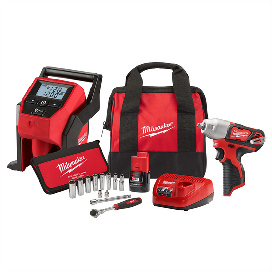 Milwaukee Tool M12 Impact Wrench Kit W/Inflator