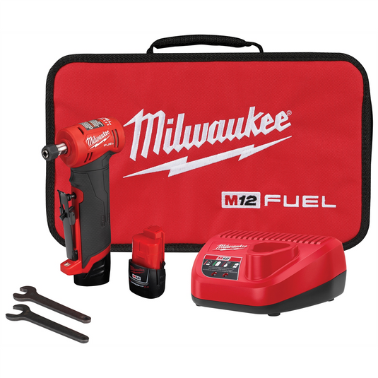 Milwaukee Tool M12 FUEL 1/4"" Right Angle Die Grinder 2 Battery Kit