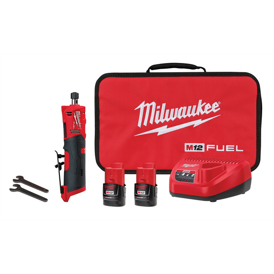 Milwaukee Tool M12 FUEL 1/4"" Straight Die Grinder Kit