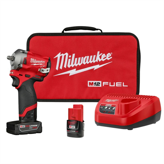 Milwaukee Tool M12 FUEL 3/8"" Stubby Impact Wrench  Kit