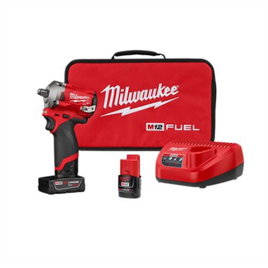 Milwaukee Tool M12 FUEL Stubby 1/2"" Impact Wrench Kit