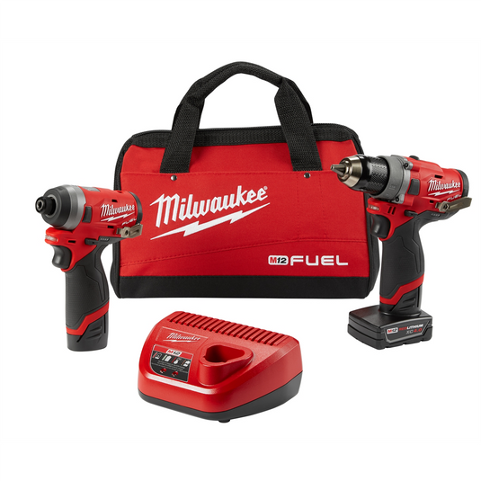 Milwaukee Tool M12 FUEL 2-Tool Combo Kit: 1/2"" Drill Driver and 1/4"" Hex Impact Driver