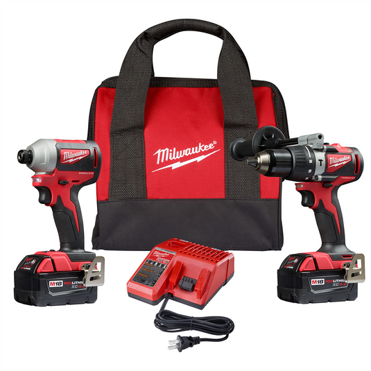 Milwaukee Tool M18 Brushless 2-Tool Combo Kit; Hammer Drill/ 3-Speed Impact Driver