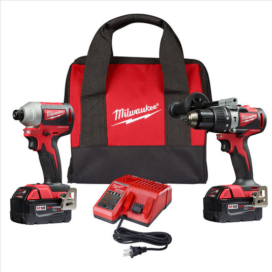 Milwaukee Tool M18 Brushless 2-Tool Combo Kit; Hammer Drill/ 3-Speed Impact Driver