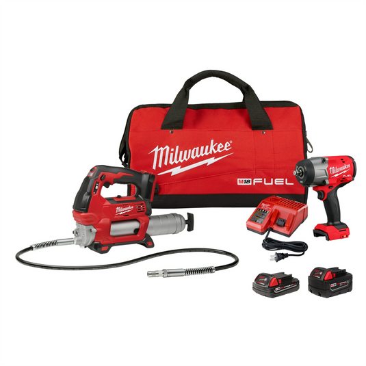 Milwaukee Tool M18 FUEL 1/2"" HTIW w/ Friction Ring & Grease Gun Combo Kit