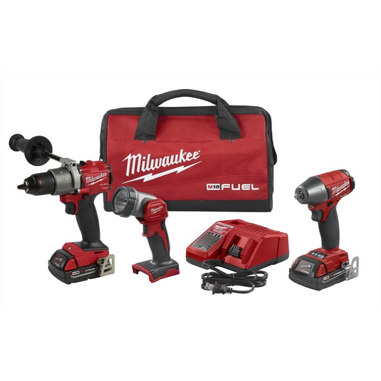 Milwaukee Tool M18 FUEL 3PC AUTO DRILL; IMP WRENCH & LIGHT KIT