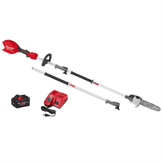 Milwaukee Tool M18 Fuel 18V 10 inch Brushless Cordless Battery Powered Pole Saw Kit Quik-Lok Attachment Capability; 8.0 Forge Battery