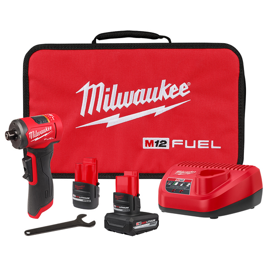 Milwaukee Tool M12 FUEL 1/4 Inch Right Angle Die Grinder 2 Battery Kit