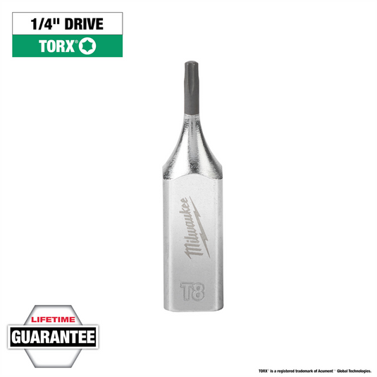 Milwaukee Tool 1/4"" Drive T8 TORX Bit Socket