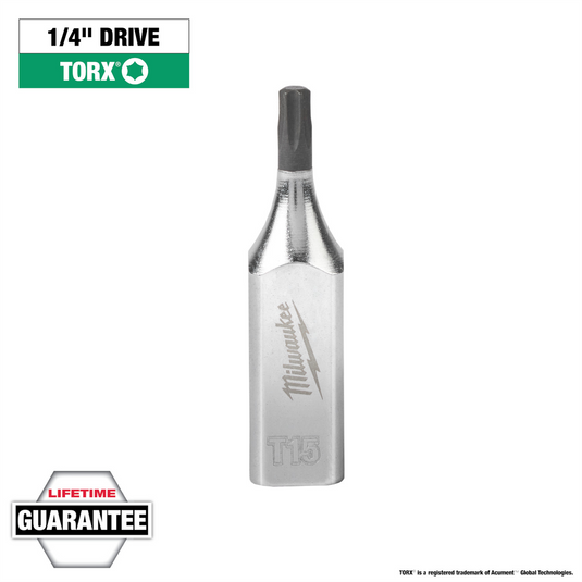 Milwaukee Tool 1/4"" Drive T15 TORX Bit Socket
