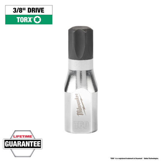 Milwaukee Tool 3/8"" Drive T60 TORX Bit Socket