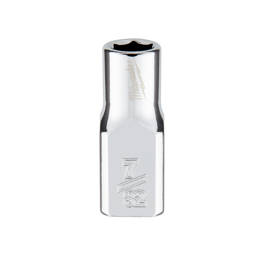 Milwaukee Tool 1/4"" Drive 7/32"" SAE 6-Point Socket with FOUR FLAT Sides; Vanadium Steel; Chrome