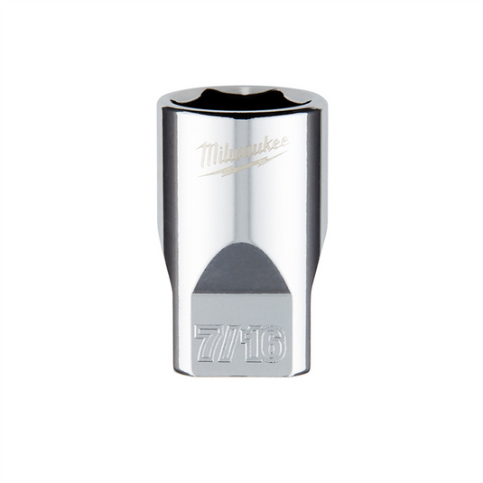 Milwaukee Tool 1/4"" Drive 7/16"" SAE 6-Point Socket with FOUR FLAT Sides; Vanadium Steel; Chrome