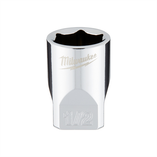 Milwaukee Tool 1/4"" Drive1/2"" SAE 6-Point Deep Socket with FOUR FLAT Sides; Vanadium Steel; Chrome